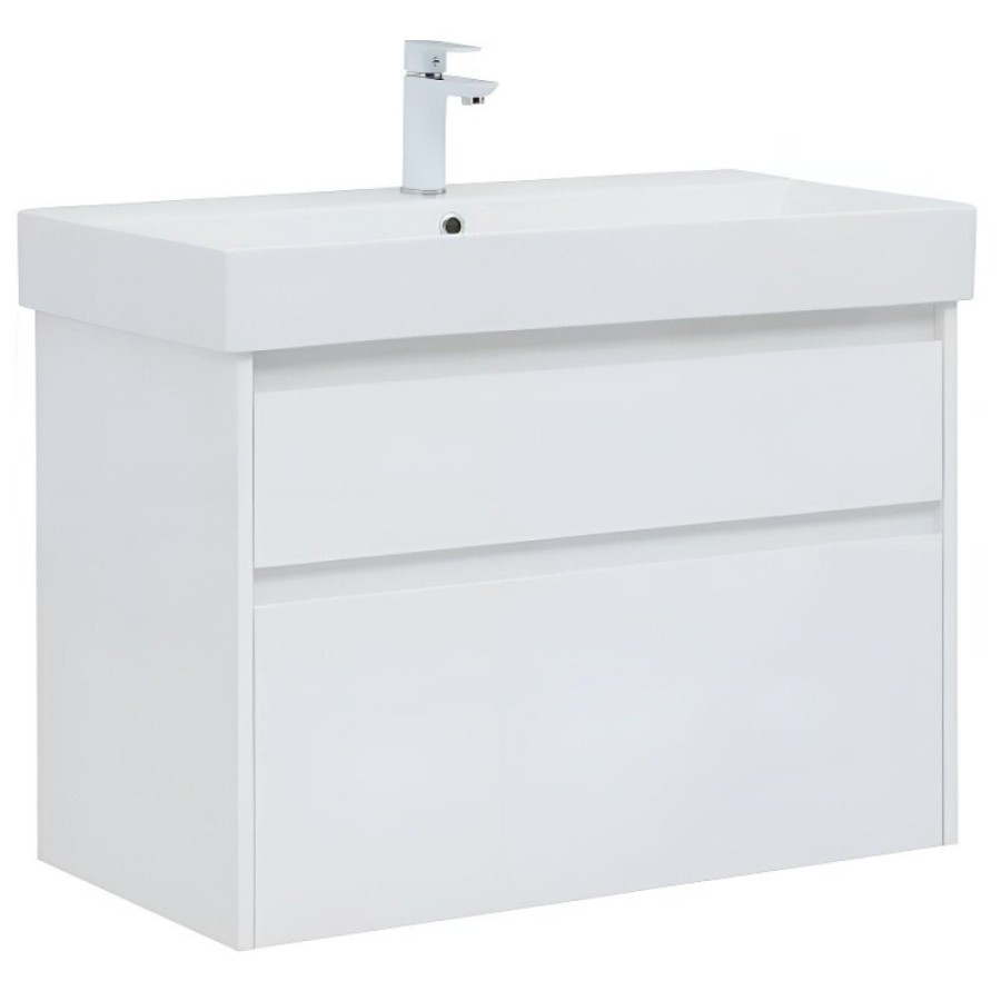 Тумба под раковину Aquanet Nova Lite 249936, 85 см, 2 ящика, цвет белый глянец