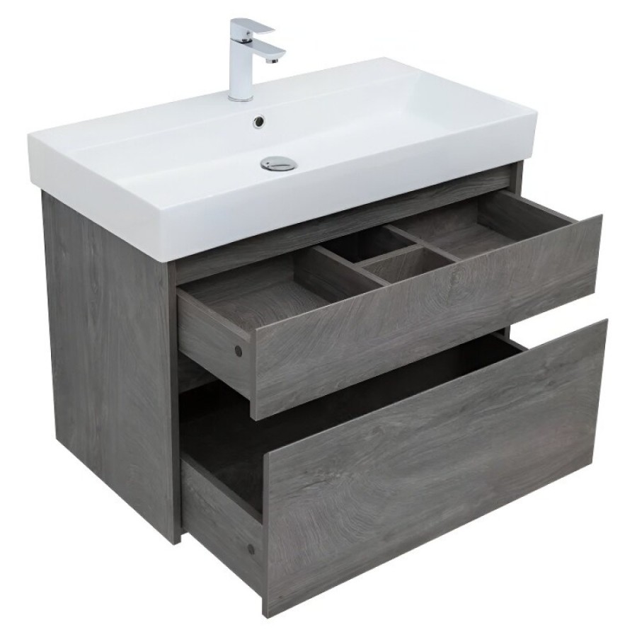 Тумба под раковину Aquanet Nova Lite 249937, 85 см, 2 ящика, цвет дуб рошелье