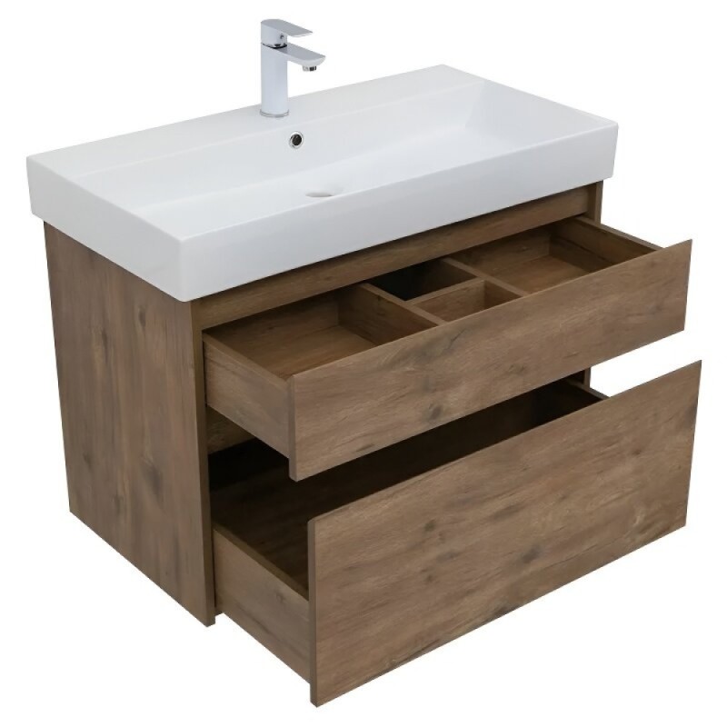 Тумба под раковину Aquanet Nova Lite 249954, 85 см, 2 ящика, цвет дуб рустикальный
