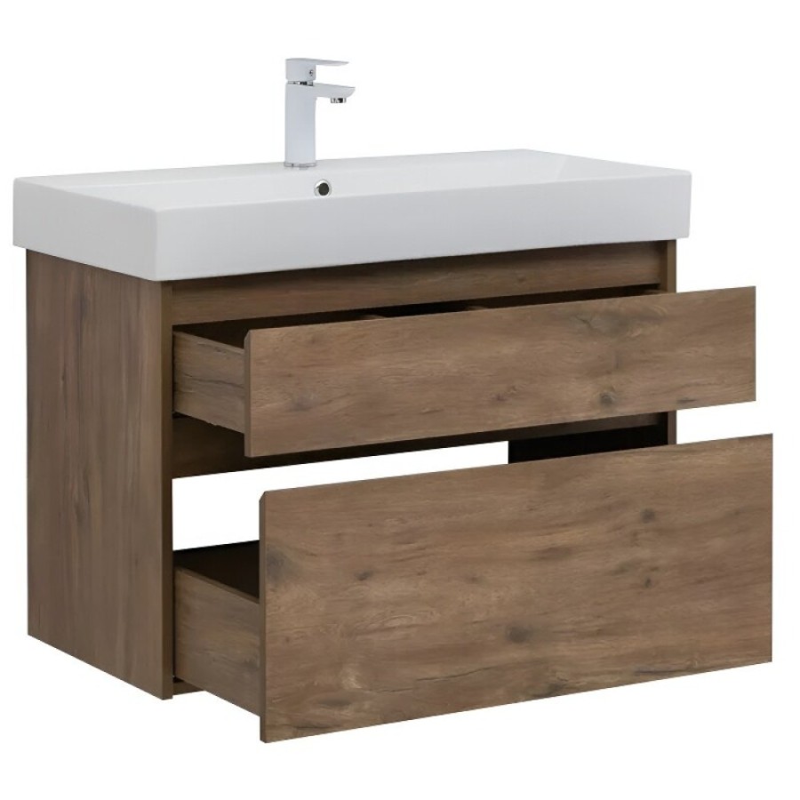 Тумба под раковину Aquanet Nova Lite 249954, 85 см, 2 ящика, цвет дуб рустикальный