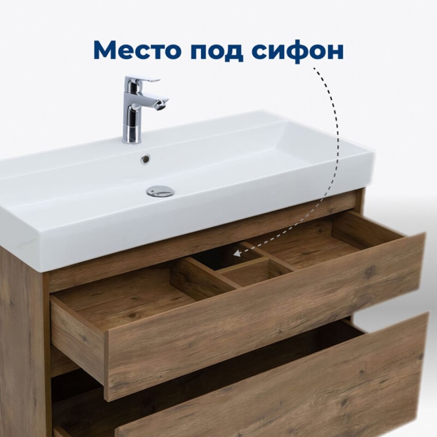 Тумба под раковину Aquanet Nova Lite 249957, 100 см, цвет дуб рустикальный