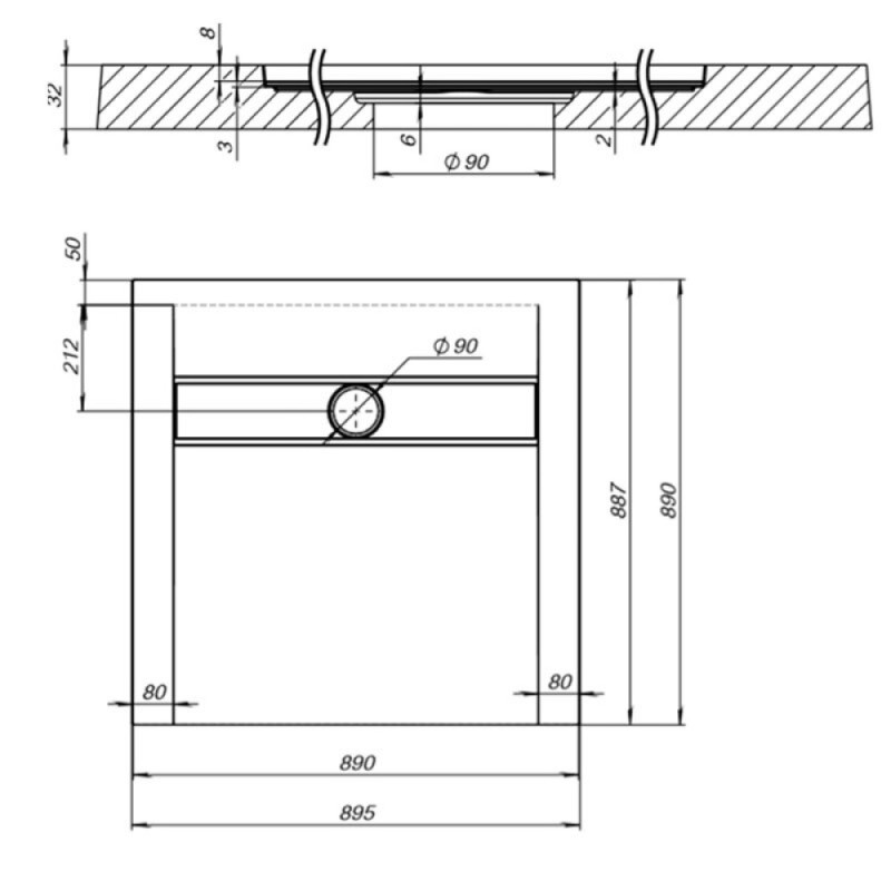 Душевой поддон Aquanet Delight 90 x 90 x 3 см