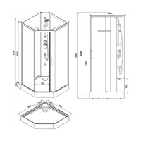 Душевая кабина Aquanet Passion P 2.0, 90 x 90 см, профиль хром, прозрачное стекло, 263870
