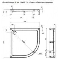 Душевой поддон Aquanet GL180 265563, 100 х 100 см, четверть круга, акриловый, белый