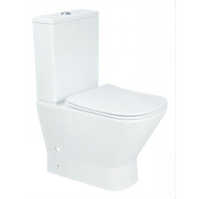 Напольный безободковый унитаз Aquanet Fine 273786, с бачком, крышка микролифт Slimseat, цвет белый
