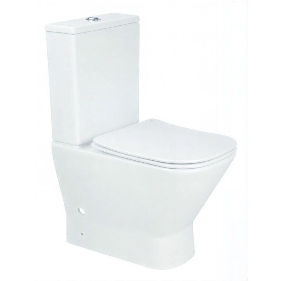 Напольный безободковый унитаз Aquanet Fine 273786, с бачком, крышка микролифт Slimseat, цвет белый