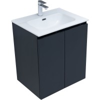 Тумба под раковину Aquanet Алвита New 60 см, подвесная, 2 дверцы, цвет антрацит матовый, 277523