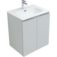 Тумба под раковину Aquanet Алвита New 60 см, подвесная, 2 дверцы, цвет серый матовый, 277524