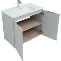 Тумба под раковину Aquanet Алвита New 80 см, подвесная, 2 дверцы, цвет серый матовый, 277528