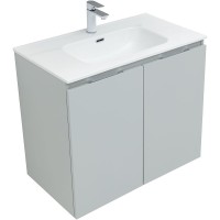 Тумба под раковину Aquanet Алвита New 80 см, подвесная, 2 дверцы, цвет серый матовый, 277528