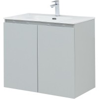 Тумба под раковину Aquanet Алвита New 80 см, подвесная, 2 дверцы, цвет серый матовый, 277528