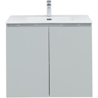 Тумба под раковину Aquanet Алвита New 80 см, подвесная, 2 дверцы, цвет серый матовый, 277528