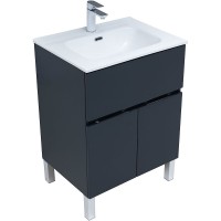 Тумба под раковину Aquanet Алвита New 60 см, напольная, цвет антрацит матовый, 277547