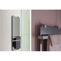Полотенцесушитель электрический Allen Brau Infinity 00288923, ширина 44 см, высота 180 см, рейлинг, крепление, зеркальное стекло/серебро браш