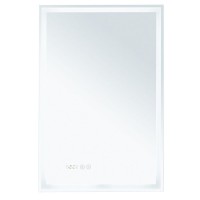 Зеркало Aquanet Оптима 288962, 50 см, с LED подсветкой, часами, цвет белый матовый