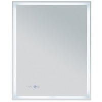 Зеркало Aquanet Оптима 288963, 60 см, с LED подсветкой, часами, цвет белый матовый