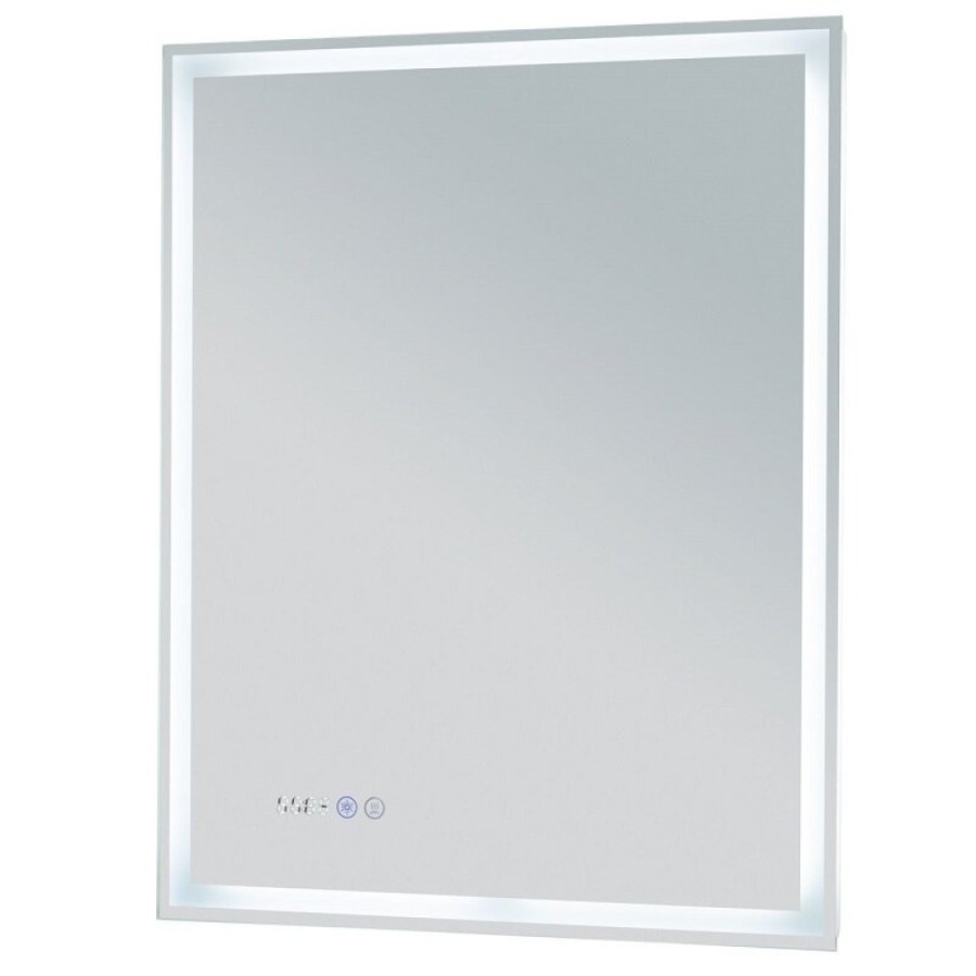 Зеркало Aquanet Оптима 288963, 60 см, с LED подсветкой, часами, цвет белый матовый