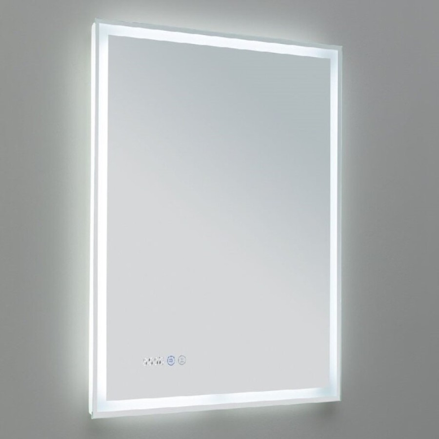Зеркало Aquanet Оптима 288963, 60 см, с LED подсветкой, часами, цвет белый матовый