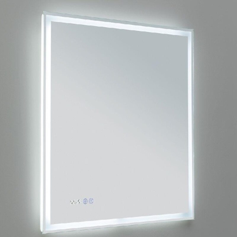 Зеркало Aquanet Оптима 288964, 70 см, с LED подсветкой, часами, цвет белый матовый