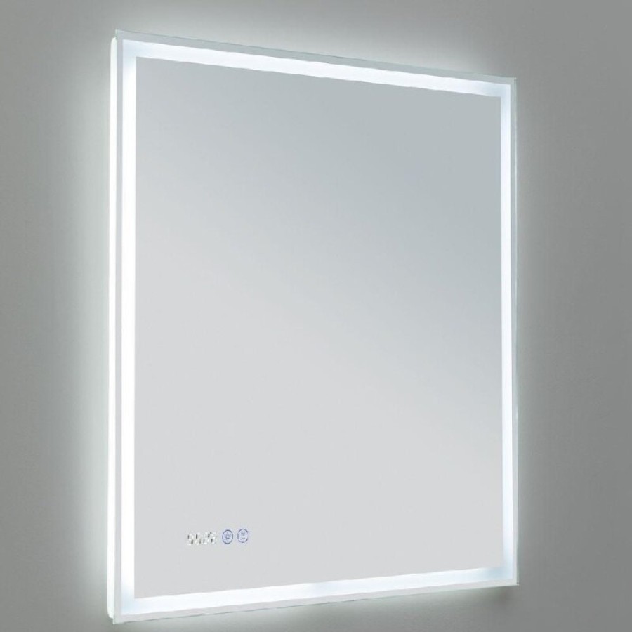Зеркало Aquanet Оптима 288964, 70 см, с LED подсветкой, часами, цвет белый матовый