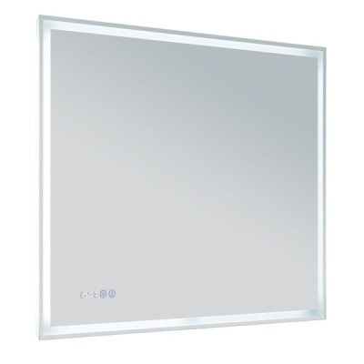 Зеркало Aquanet Оптима 288966, 90 см, с LED подсветкой, часами, цвет белый матовый