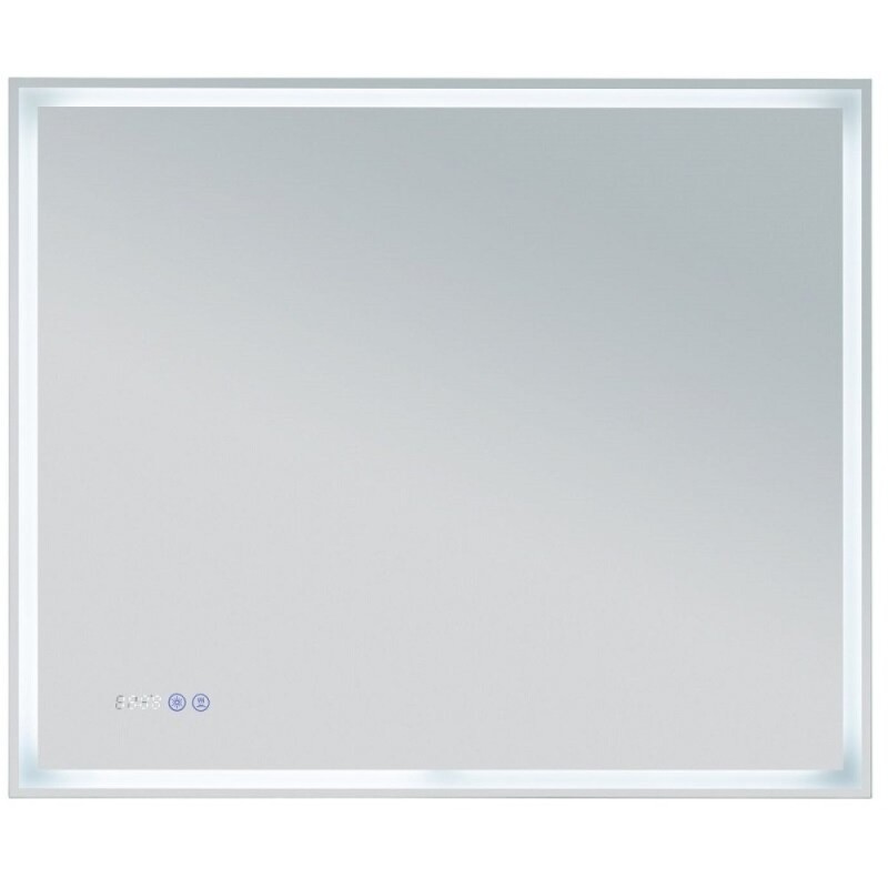 Зеркало Aquanet Оптима 288966, 90 см, с LED подсветкой, часами, цвет белый матовый