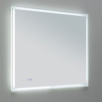 Зеркало Aquanet Оптима 288966, 90 см, с LED подсветкой, часами, цвет белый матовый