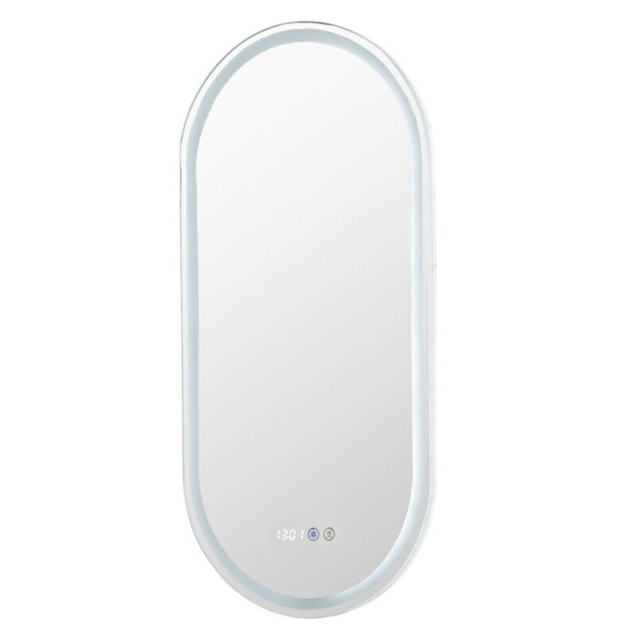 Зеркало Aquanet Монте 288969, 45 см, с LED подсветкой, часами, цвет белый матовый