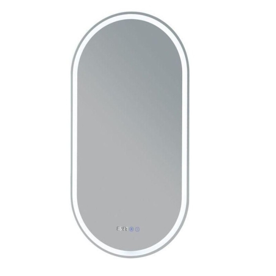 Зеркало Aquanet Монте 288970, 50 см, с LED подсветкой, часами, цвет белый матовый