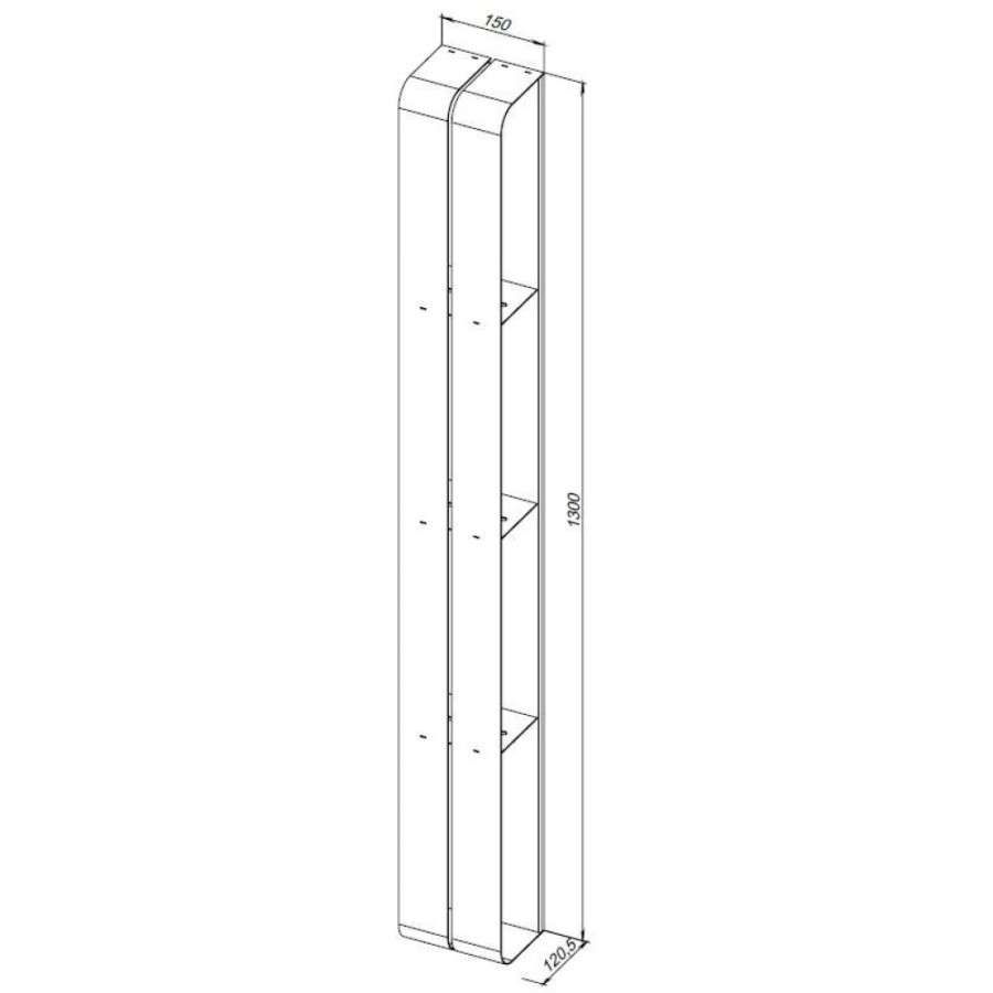 Полка Aquanet Магнум, вертикальная, 15 х 130 см, черный матовый, 302227