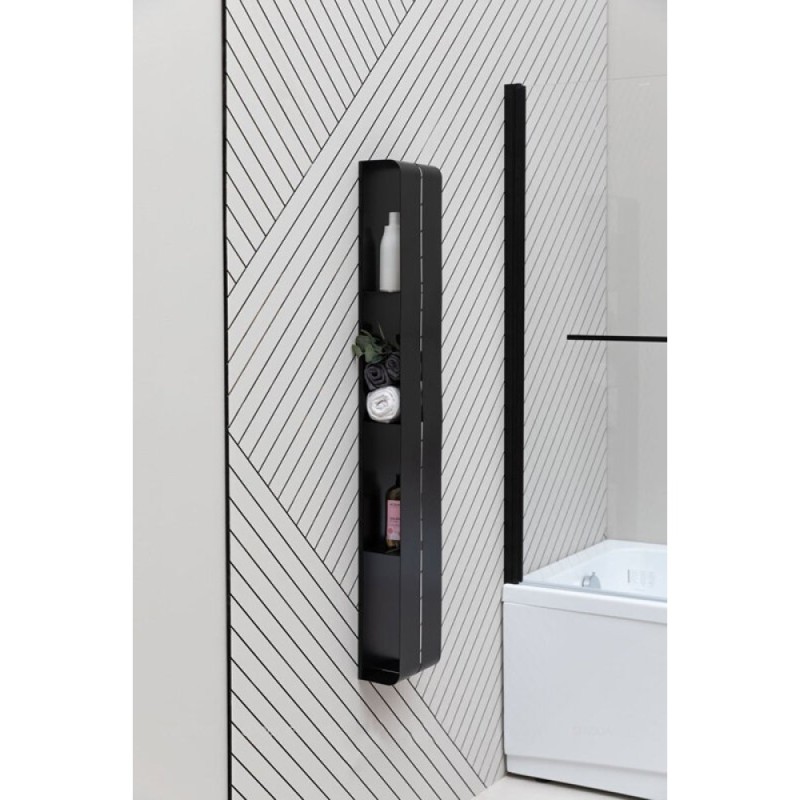 Полка Aquanet Магнум 302228, вертикальная, 20 х 130 см, черный матовый