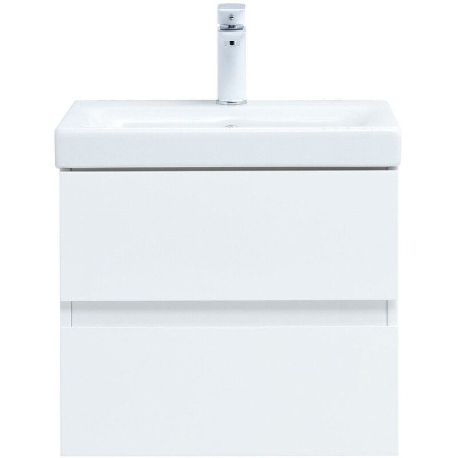 Тумба под раковину Aquanet Беркли 60 см подвесная, 2 ящика, цвет белый, 302349