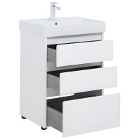 Тумба под раковину Aquanet Nova Lite 302469, 60 см, напольная, цвет белый глянец
