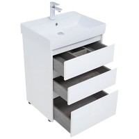 Тумба под раковину Aquanet Nova Lite 302469, 60 см, напольная, цвет белый глянец