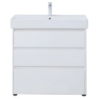 Тумба под раковину Aquanet Nova Lite 302475, 85 см, напольная, цвет белый глянец