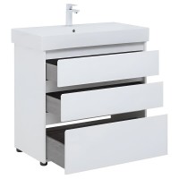 Тумба под раковину Aquanet Nova Lite 302475, 85 см, напольная, цвет белый глянец