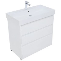 Тумба под раковину Aquanet Nova Lite 302475, 85 см, напольная, цвет белый глянец