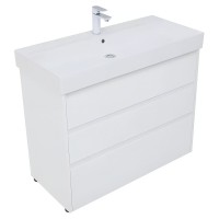 Тумба под раковину Aquanet Nova Lite 302478, 100 см, напольная, цвет белый глянец