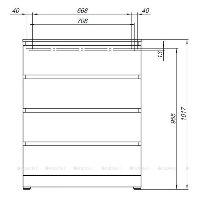 Комод Aquanet Сканди, 80 x 48.3 х 101.7 см, напольный, 4 ящика, дуб эдгрейн, 00302541