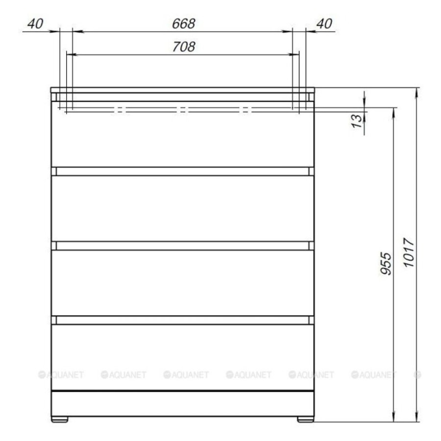 Комод Aquanet Сканди, 80 x 48.3 х 101.7 см, напольный, 4 ящика, дуб эдгрейн, 00302541