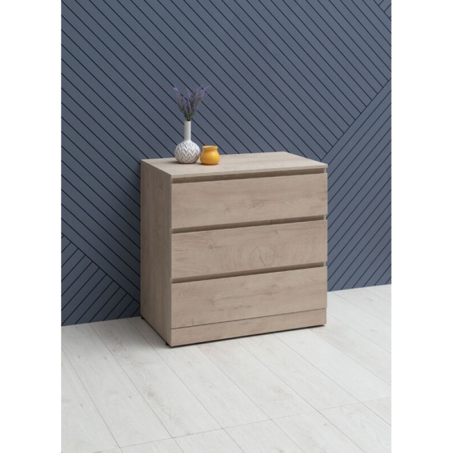 Комод Aquanet Сканди, 80 x 48.3 х 79.7 см, напольный, 3 ящика, дуб эдгрейн, 00302543