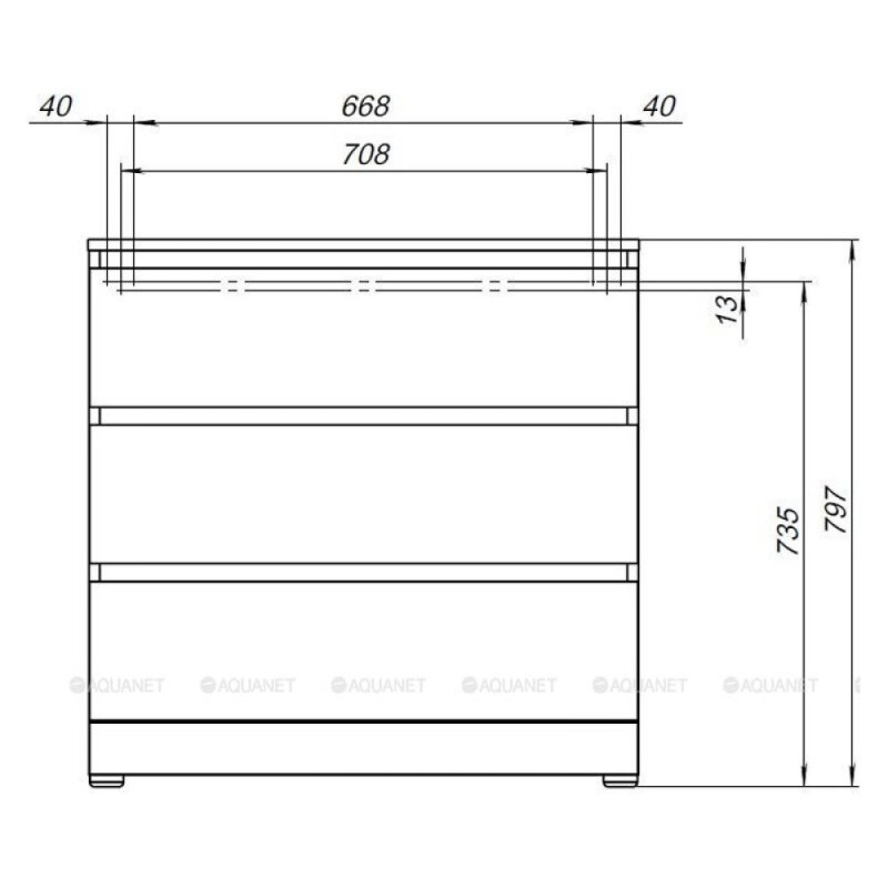 Комод Aquanet Сканди, 80 x 48.3 х 79.7 см, напольный, 3 ящика, дуб эдгрейн, 00302543