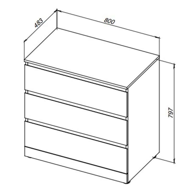 Комод Aquanet Сканди, 80 x 48.3 х 79.7 см, напольный, 3 ящика, дуб крафт, 00302544