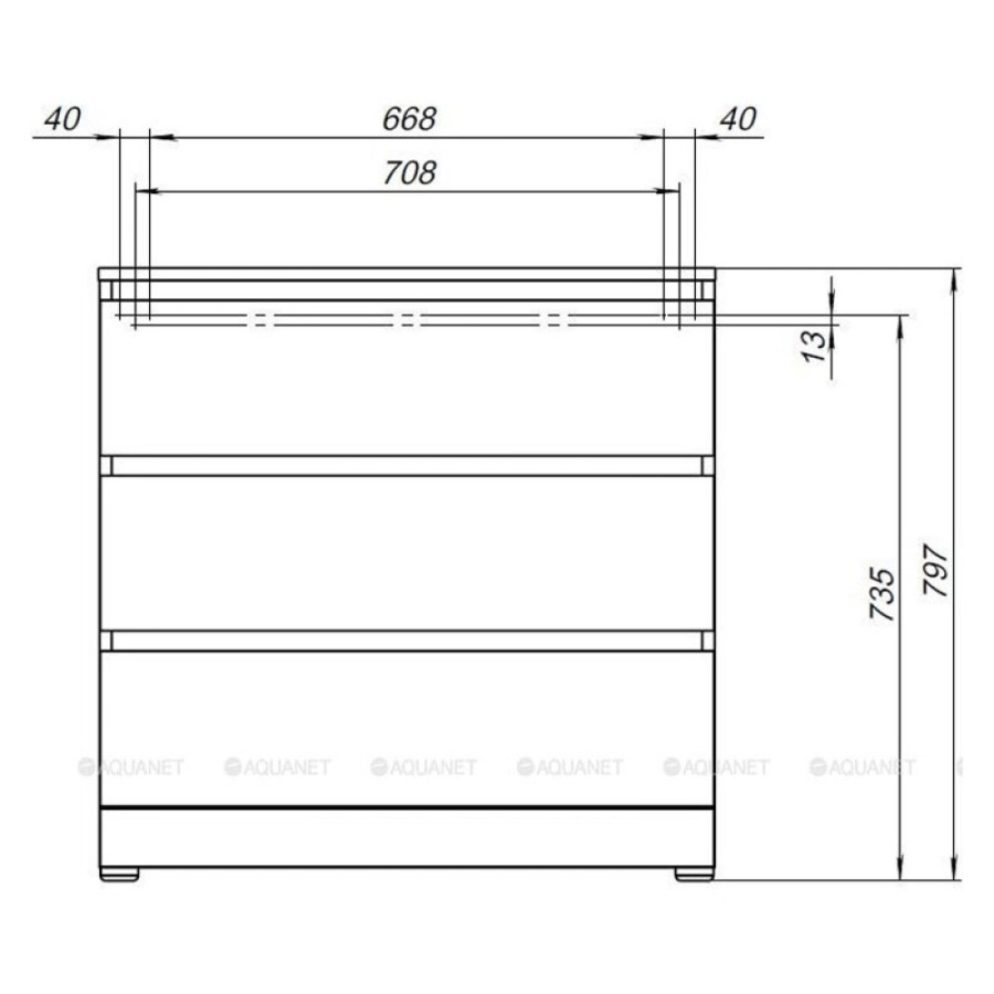 Комод Aquanet Сканди, 80 x 48.3 х 79.7 см, напольный, 3 ящика, дуб крафт, 00302544