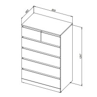 Комод Aquanet Сканди, 80 x 48.3 х 124.7 см, напольный, 6 ящиков, дуб эдгрейн, 00302545