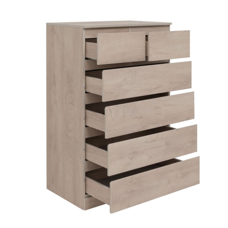 Комод Aquanet Сканди, 80 x 48.3 х 124.7 см, напольный, 6 ящиков, дуб эдгрейн, 00302545