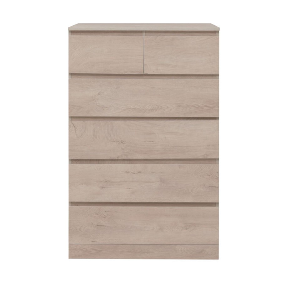 Комод Aquanet Сканди, 80 x 48.3 х 124.7 см, напольный, 6 ящиков, дуб эдгрейн, 00302545