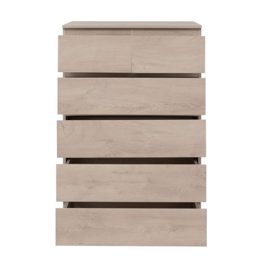 Комод Aquanet Сканди, 80 x 48.3 х 124.7 см, напольный, 6 ящиков, дуб эдгрейн, 00302545