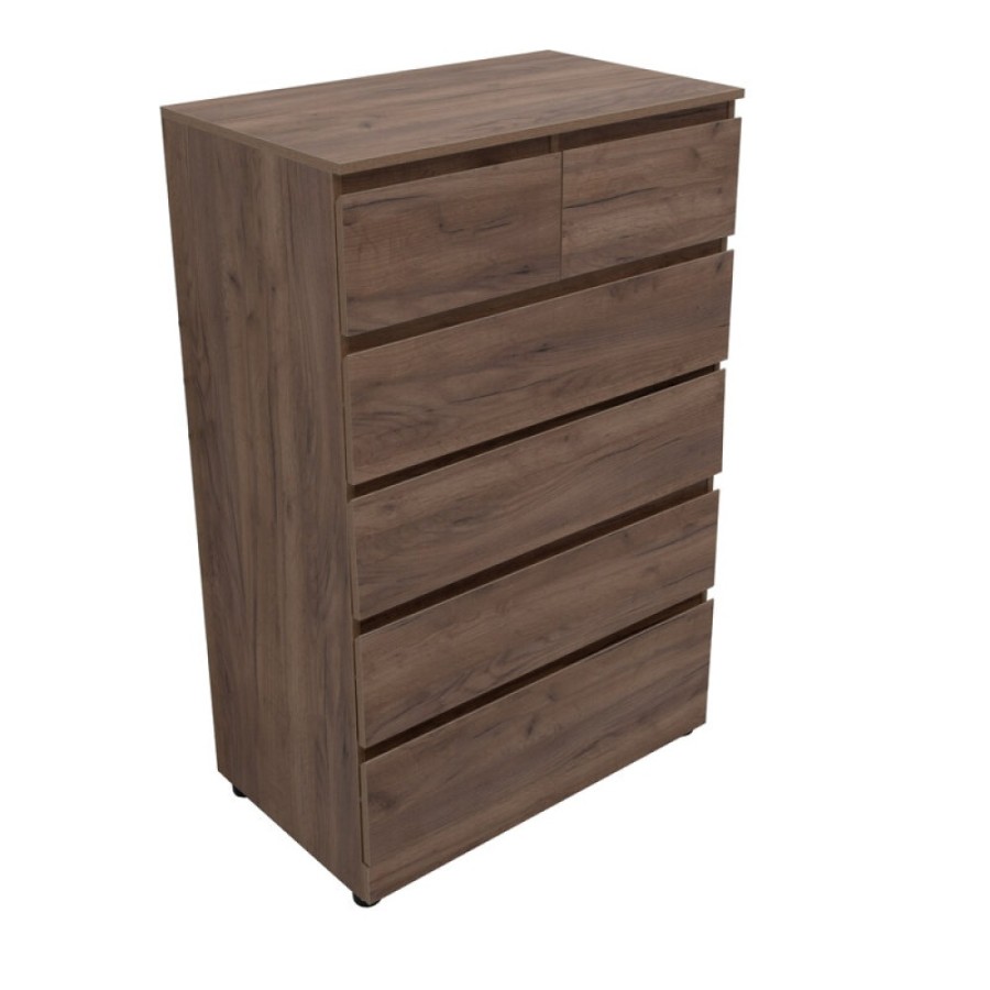 Комод Aquanet Сканди, 80 x 48.3 х 124.7 см, напольный, 6 ящиков, дуб крафт, 00302546