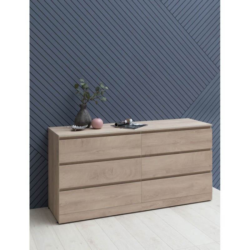 Комод Aquanet Сканди, 160 x 48.3 х 79.7 см, напольный, 6 ящиков, дуб эдгрейн, 00302547
